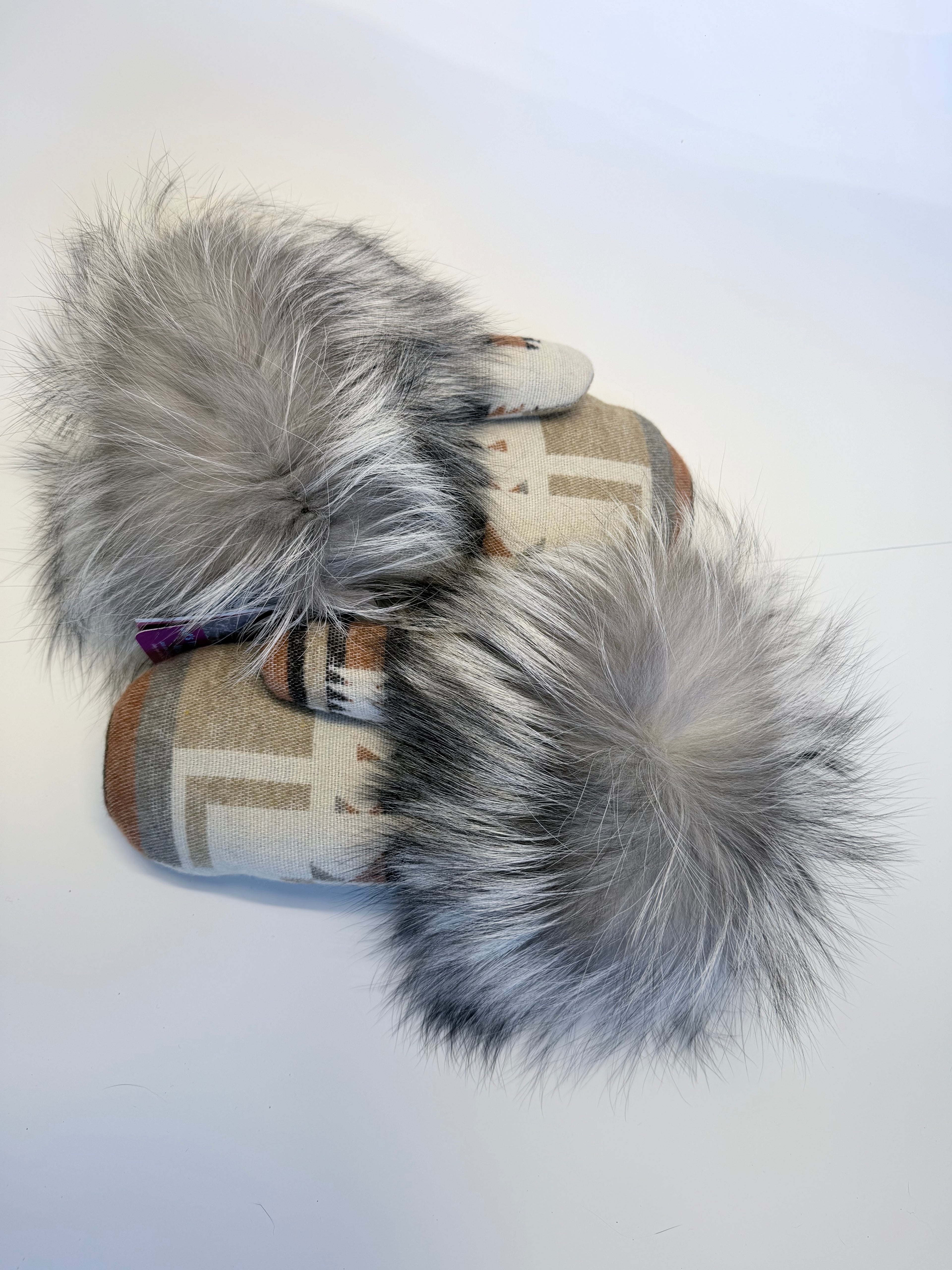 Wool Mittens with Fox Fur Trim( ladies)