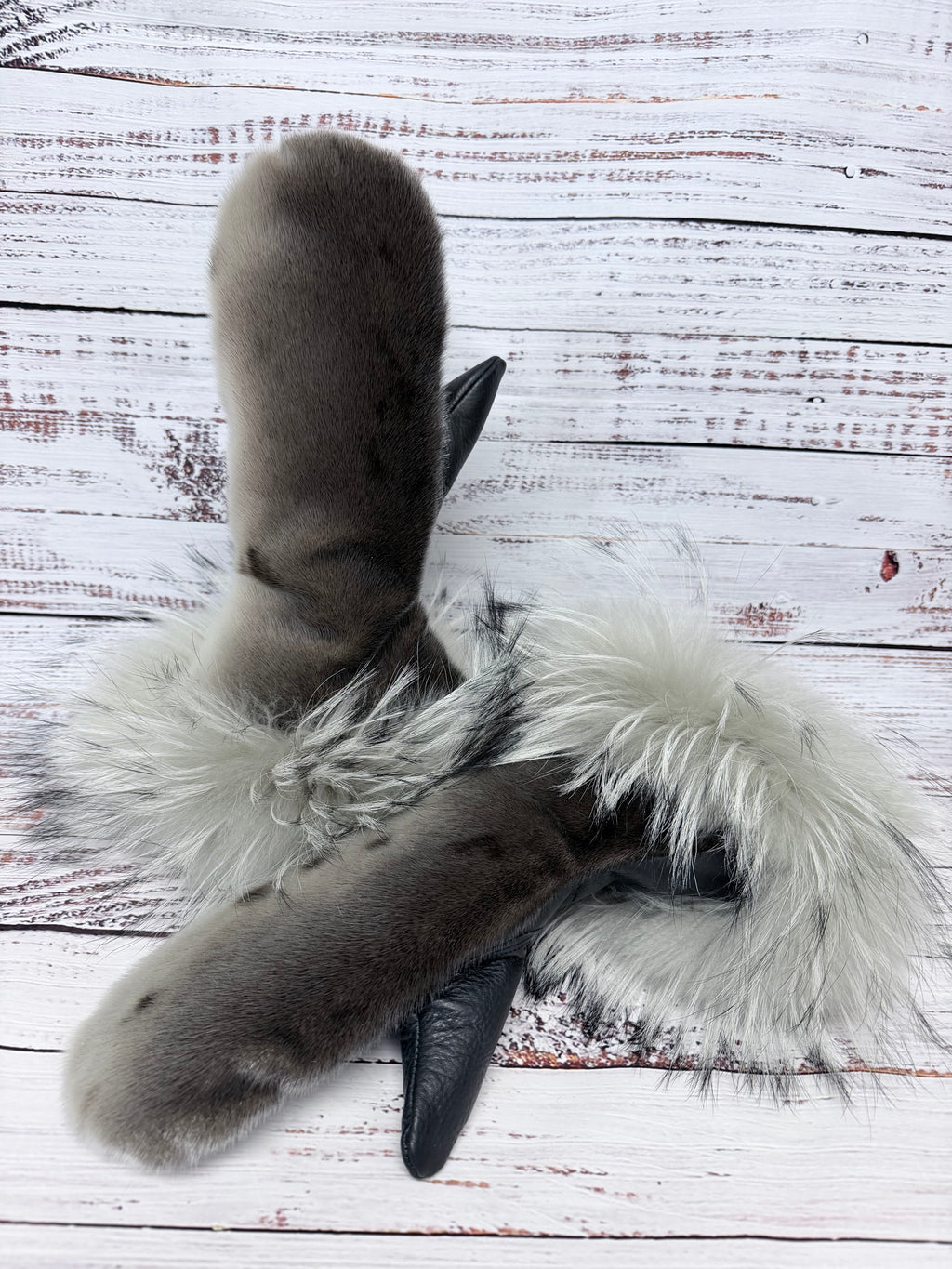 Woman’s Seal Mittens with Raccoon Trim