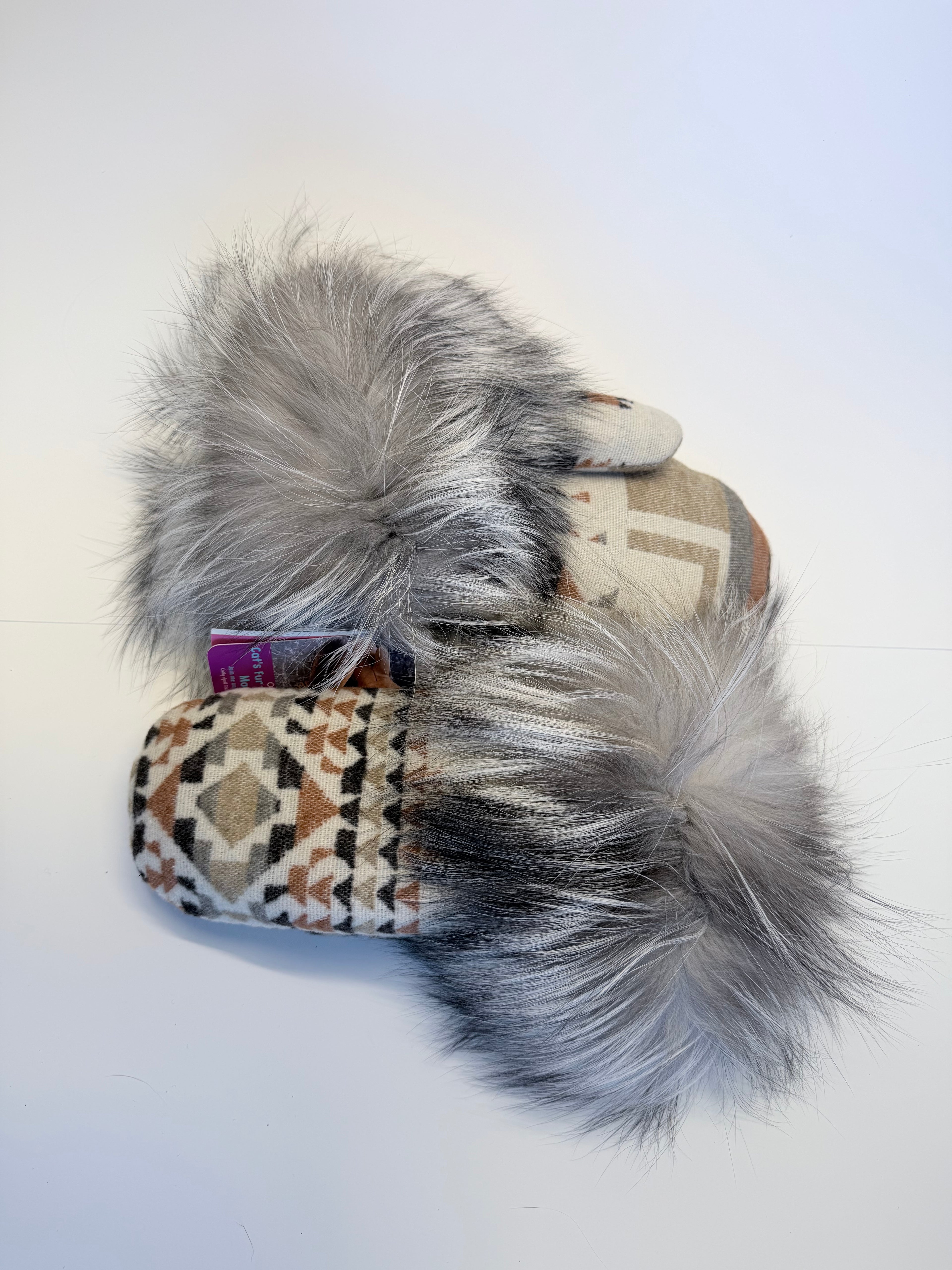 Wool Mittens with Fox Fur Trim( ladies)